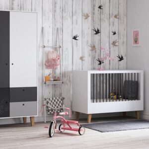 SCHRANK grau und schwarz Holzwerkstoff Petits-meubles Möbel > Schränke > Kleiderschränke Grau