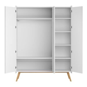 SCHRANK 3 Türen Vintage Weiß Holzwerkstoff Petits-meubles Möbel > Schränke > Kleiderschränke Weiß