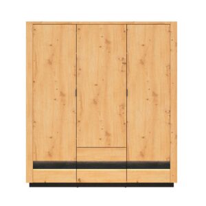 wohnli-moebel-suche-800001473744-1 KLEIDERSCHRANK 3 Türen Glenn Holz und Schwarz Holzwerkstoff Petits-meubles Möbel > Schränke > Kleiderschränke Braun