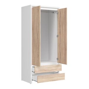 wohnli-moebel-suche-800001473749-1 SCHRANK 2 Türen Soren Holz und Weiß Holzwerkstoff Petits-meubles Möbel > Schränke > Kleiderschränke Weiß