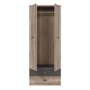 wohnli-moebel-suche-800001473751-1 SCHRANK 2 Türen Abel Holz und Grau Holzwerkstoff Petits-meubles Möbel > Schränke > Kleiderschränke Grau