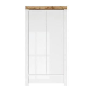 SCHRANK 2 Türen Hella Weiß und Holz Holzwerkstoff Petits-meubles Möbel > Schränke > Kleiderschränke Weiß
