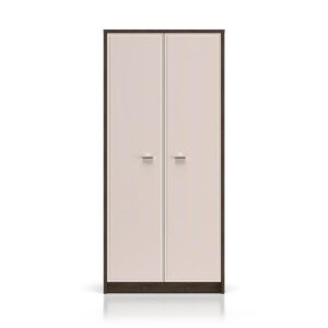 SCHRANK 2 Türen Kaius Kaschmir und Dunkles Holz Holzwerkstoff Petits-meubles Möbel > Schränke > Kleiderschränke Beige