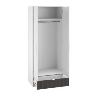 wohnli-moebel-suche-800001473773-1 SCHRANK 2 Türen Ronan Weiß Holzwerkstoff Petits-meubles Möbel > Schränke > Kleiderschränke Weiß