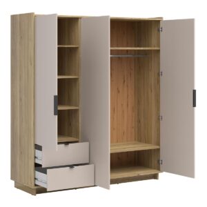 wohnli-moebel-suche-800001473784-1 SCHRANK 3 Türen Donna Kaschmir Holzwerkstoff Petits-meubles Möbel > Schränke > Kleiderschränke Beige