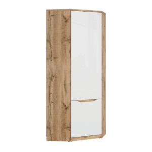 wohnli-moebel-suche-800001473786-1 SCHRANK 1 Tür June Weiß und Holz Holzwerkstoff Petits-meubles Möbel > Schränke > Kleiderschränke Weiß
