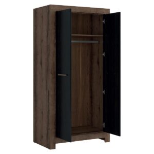 wohnli-moebel-suche-800001473787-1 SCHRANK 2 Türen Adam Holz und Schwarz Holzwerkstoff Petits-meubles Möbel > Schränke > Kleiderschränke Schwarz