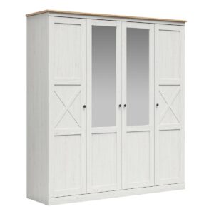 Wohnli Möbelsuche - SCHRANK 4 Türen Victoria Weiß und Holz