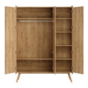 SCHRANK 3 Türen Vintage Holz Holzwerkstoff Petits-meubles Möbel > Schränke > Kleiderschränke Braun