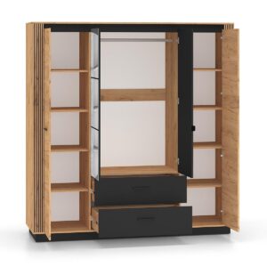 wohnli-moebel-suche-800001473812-1 SCHRANK 4 Türen Solal Holz Holzwerkstoff Petits-meubles Möbel > Schränke > Kleiderschränke Braun