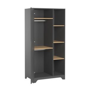 wohnli-moebel-suche-800001473814-1 SCHRANK 1 Tür Grau und Holz Holzwerkstoff Petits-meubles Möbel > Schränke > Kleiderschränke Grau