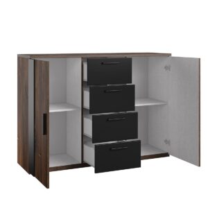 KOMMODE Alec Dunkles Holz und Schwarz Holzwerkstoff Petits-meubles Möbel > Kommoden & Schubladenschränke > Kommoden Schwarz