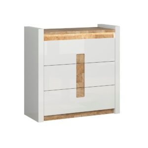 KOMMODE Helios Weiß und Holz Holzwerkstoff Petits-meubles Möbel > Kommoden & Schubladenschränke > Kommoden Weiß