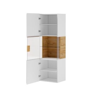 wohnli-moebel-suche-800001476457-1 VITRINE Jules Weiß und Holz Holzwerkstoff Petits-meubles Möbel > Schränke > Vitrinen Weiß