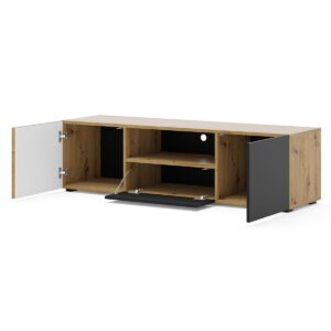 TV-MÖBEL Nera Holz und Schwarz Holzwerkstoff Petits-meubles Möbel > TV-Möbel Schwarz