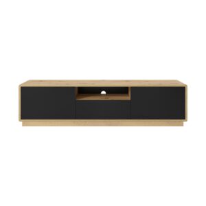 wohnli-moebel-suche-800001476528-1 TV-MÖBEL Raven Mattschwarz und Holz Holzwerkstoff Petits-meubles Möbel > TV-Möbel Schwarz
