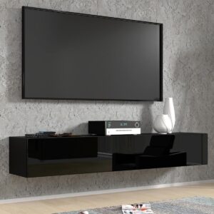 wohnli-moebel-suche-800001476534-1 TV-MÖBEL Bali Korpus in Mattschwarz und Fronten in Hochglanzschwarz Holzwerkstoff Petits-meubles Möbel > TV-Möbel Schwarz