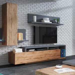 TV-MÖBEL Ilyes Holz und Grau Holzwerkstoff Petits-meubles Möbel > TV-Möbel Grau