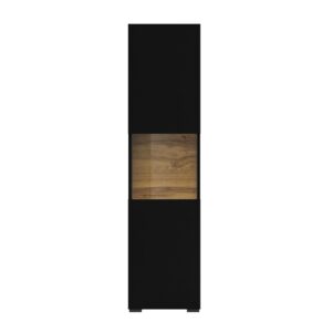 wohnli-moebel-suche-800001477113-1 VITRINE Glora Schwarz und Holz Holzwerkstoff Petits-meubles Möbel > Schränke > Vitrinen Schwarz