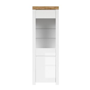 VITRINE Hella Weiß und Holz Holzwerkstoff Petits-meubles Möbel > Schränke > Vitrinen Weiß