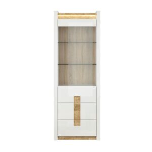 wohnli-moebel-suche-800001477130-1 VITRINE Helios Weiß und Holz Holzwerkstoff Petits-meubles Möbel > Schränke > Vitrinen Weiß