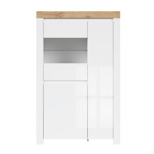 wohnli-moebel-suche-800001477132-1 VITRINE Hella Weiß und Holz Holzwerkstoff Petits-meubles Möbel > Schränke > Vitrinen Weiß