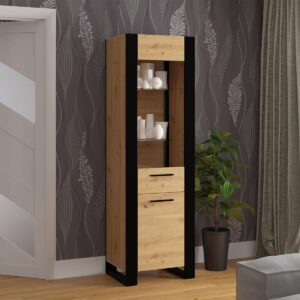 wohnli-moebel-suche-800001477142-1 VITRINE Nouka Holz und Schwarz Holzwerkstoff Petits-meubles Möbel > Schränke > Vitrinen Braun