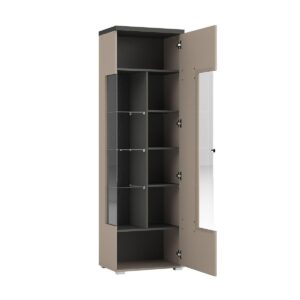 wohnli-moebel-suche-800001477145-1 VITRINE Opio Taupe und Anthrazit Holzwerkstoff Petits-meubles Möbel > Schränke > Vitrinen Beige