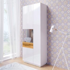 VITRINE Andrea Weiß und Holz Holzwerkstoff Petits-meubles Möbel > Schränke > Vitrinen Weiß