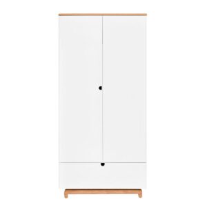 wohnli-moebel-suche-800001480170-1 SCHRANK 2 Türen Weiß und Holz Holzwerkstoff Petits-meubles Möbel > Schränke > Kleiderschränke Weiß