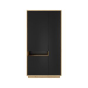 wohnli-moebel-suche-800001480172-1 SCHRANK 3 Türen Raven Mattschwarz und Holz Holzwerkstoff Petits-meubles Möbel > Schränke > Kleiderschränke Schwarz