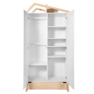 wohnli-moebel-suche-800001480175-1 SCHRANK 2 Türen Juliette Weiß und Holz Holzwerkstoff Petits-meubles Möbel > Schränke > Kleiderschränke Weiß