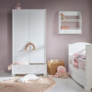 SCHRANK 2 Türen Royal Weiß Holzwerkstoff Petits-meubles Möbel > Schränke > Kleiderschränke Weiß