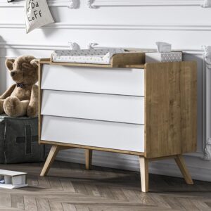 wohnli-moebel-suche-800001480244-1 KINDERKOMMODE Eiche und Weiß Holzwerkstoff Petits-meubles Möbel > Kommoden & Schubladenschränke > Wickelkommoden Weiß