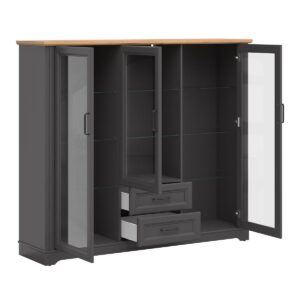 wohnli-moebel-suche-800001480399-1 GESCHIRRSCHRANK Charlie Grau Holzwerkstoff Petits-meubles Möbel > Schränke > Vitrinen Grau