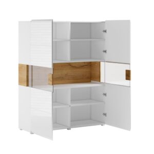 wohnli-moebel-suche-800001480405-1 GESCHIRRSCHRANK Jules Weiß und Holz Holzwerkstoff Petits-meubles Möbel > Schränke > Vitrinen Weiß