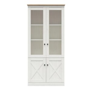 wohnli-moebel-suche-800001480412-1 GESCHIRRSCHRANK Victoria Weiß und Holz Holzwerkstoff Petits-meubles Möbel > Schränke > Vitrinen Weiß