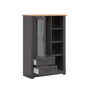 wohnli-moebel-suche-800001480414-1 GESCHIRRSCHRANK Charlie Grau Holzwerkstoff Petits-meubles Möbel > Schränke > Vitrinen Grau