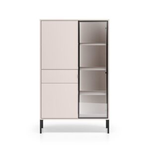 wohnli-moebel-suche-800001480415-1 GESCHIRRSCHRANK Paige Kaschmir und Schwarz Holzwerkstoff Petits-meubles Möbel > Schränke > Vitrinen Beige