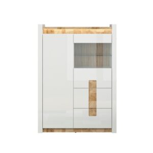 wohnli-moebel-suche-800001480427-1 GESCHIRRSCHRANK Helios Weiß und Holz Holzwerkstoff Petits-meubles Möbel > Schränke > Vitrinen Weiß