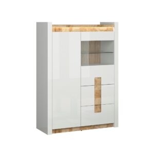 Wohnli Möbelsuche - GESCHIRRSCHRANK Helios Weiß und Holz