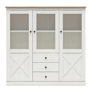 wohnli-moebel-suche-800001480428-1 GESCHIRRSCHRANK Victoria Weiß und Holz Holzwerkstoff Petits-meubles Möbel > Schränke > Vitrinen Weiß