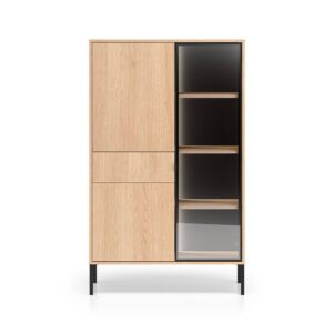 wohnli-moebel-suche-800001480430-1 GESCHIRRSCHRANK Paige Holz und Schwarz Holzwerkstoff Petits-meubles Möbel > Schränke > Vitrinen Schwarz