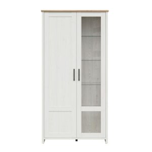 wohnli-moebel-suche-800001480431-1 GESCHIRRSCHRANK Aksel Weiß und Holz Holzwerkstoff Petits-meubles Möbel > Schränke > Vitrinen Weiß
