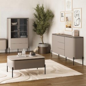 GESCHIRRSCHRANK Taupe Holzwerkstoff Petits-meubles Möbel > Schränke > Vitrinen Taupe