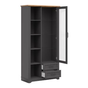 wohnli-moebel-suche-800001480439-1 GESCHIRRSCHRANK Charlie Grau Holzwerkstoff Petits-meubles Möbel > Schränke > Vitrinen Grau