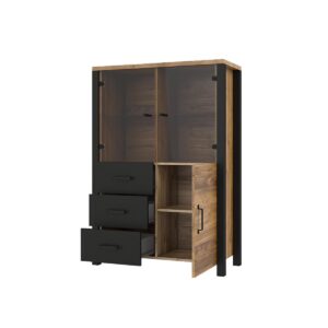 wohnli-moebel-suche-800001480453-1 GESCHIRRSCHRANK Lyam Holz und Schwarz Holzwerkstoff Petits-meubles Möbel > Schränke > Vitrinen Schwarz
