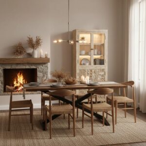 VITRINE aus holz 80x40x180cm Holz Wanderlust Möbel > Schränke > Vitrinen Beige