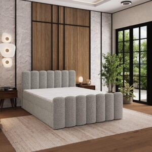 wohnli-moebel-suche-800001487881-1 BOXBETT CELLA 180x200 cm mit Matratze und Topper - Hellgrau Holz MASSENO Möbel > Betten > Boxspringbetten Grau