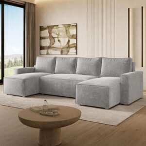 wohnli-moebel-suche-800001487973-1 WOHNLANDSCHAFT ASPRA LM Grau Chenille mit Schlaffunktion Holz MASSENO Möbel > Sofas & Couches > Wohnlandschaften > Wohnlandschaften U-Form Grau